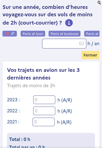 Écran d'amortissement des heures d'avion